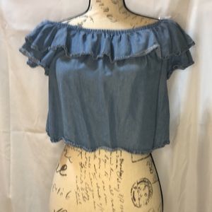 Juniors Forever21 Off the Shoulder blue blouse M